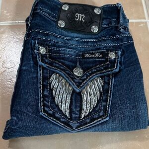 Miss Me Dark Blue Jeans with Silver Accents